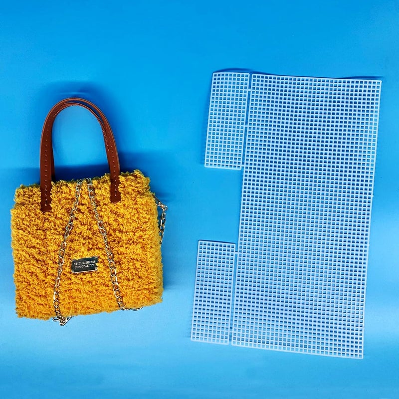 Allazone 39 PCS Clear Plastic Mesh Canvas Sheets for Embroidery, Plastic Canvas Plastic Mesh Sheets with 2 Color Acrylic Yarn for DIY Sewing Bag - Image 4